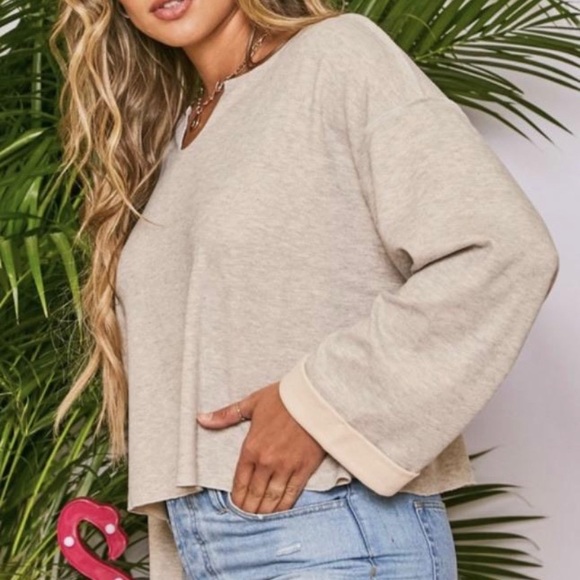 Oversized Sleeve Long Sleeve Top - Picture 5 of 5